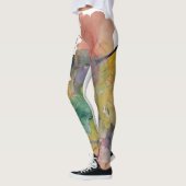 Leggings Couleur, Tendance Gras Abstrait Aquarelle (Gauche)
