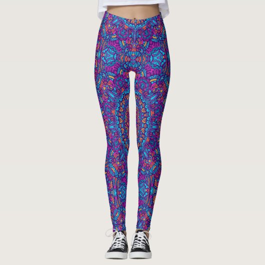 Leggings Couleur vive Mandala Géométrique Yoga Hip Retro (Devant)