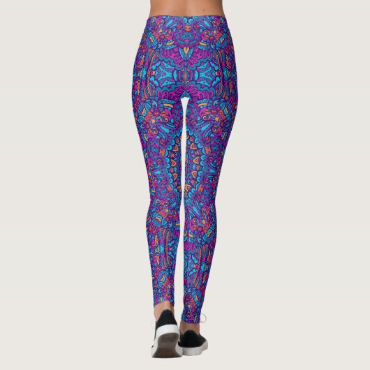 Leggings Couleur vive Mandala Géométrique Yoga Hip Retro (Dos)
