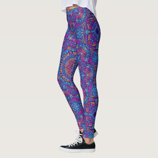 Leggings Couleur vive Mandala Géométrique Yoga Hip Retro (Gauche)