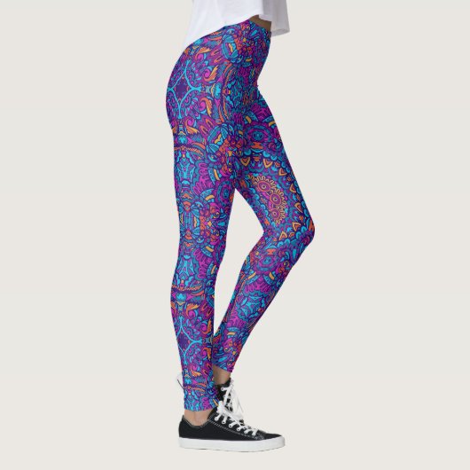Leggings Couleur vive Mandala Géométrique Yoga Hip Retro (Droite)