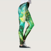 Leggings Couleurs Abstraites Tons Verts sur Moderne Personn (Droite)