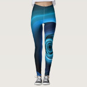 Leggings Couleurs bleu spirale 3D Art Abstrait fractal mode (Devant)