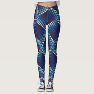 Leggings Couleurs bleues Motif géométrique ondulé