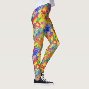 Leggings Couleurs d'arc-en-ciel de flower power