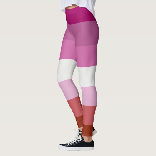 Leggings Couleurs de la fierté lesbienne du bâton à lèvres (Gauche)