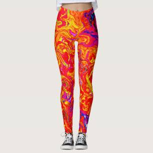 Leggings Couleurs de lave en gras Conception abstraite