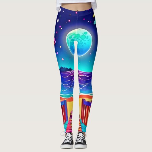 Leggings Couleurs de plage Lune (Devant)