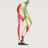Leggings Couleurs de vacances Rouge et Vert Flourescent sur (Droite)