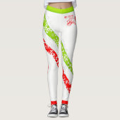 Leggings Couleurs de vacances Rouge et Vert Flourescent sur (Devant)