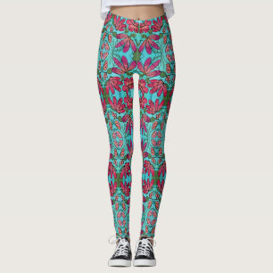 LEGGINGS COULEURS D'EAU NEUROGRAPHIQUES DES FLEURS DE PRINT