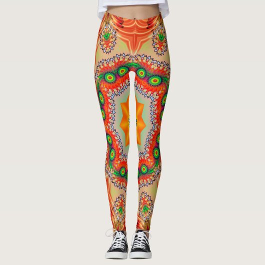 Leggings Couleurs d'énergie vibrantes : design mandala. (Devant)