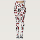 Leggings couleurs d'équipe marron noir motif ballons de foo (Devant)
