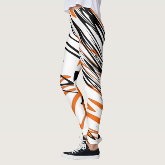 Leggings Couleurs du Bengale Orange et lignes noires (Gauche)