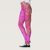 Leggings Couleurs marbrées roses chaudes Abstrait torse rét (Gauche)