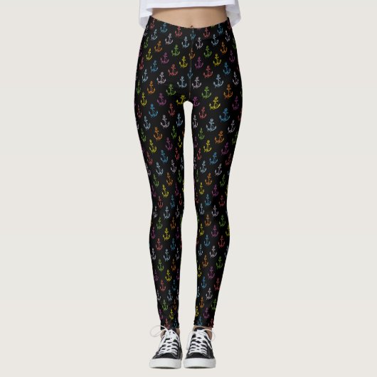 Leggings Couleurs mixtes Ancres nautiques Motif (Devant)