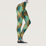 Leggings Couleurs mixtes Conception de formes géométriques<br><div class="desc">Elégant triangles géométriques colorés et formes octogonales design.avec couleur or noir et bleu-vert</div>