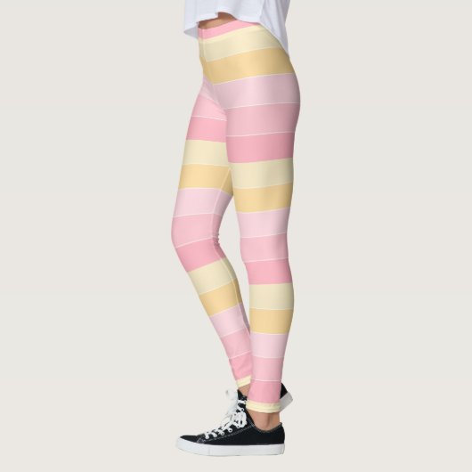Leggings Couleurs modernes rose jaune blanc Modèle tendance (Gauche)
