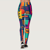 Leggings Couleurs néon Abstraites et formes bohèmes géométr (Dos)