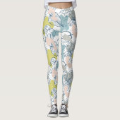 Leggings Couleurs pastel Palm feuilles et formes organiques (Devant)