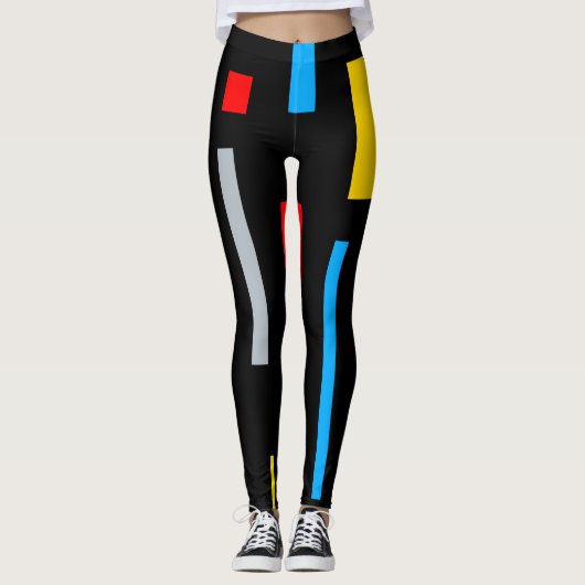 Leggings Couleurs primaires géométriques mondriques lignes  (Devant)