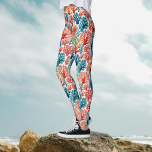 Leggings Couleurs Tropicales Modernes de l'Océan Coraux Aqu