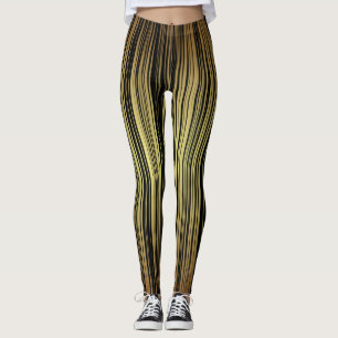 Leggings Couleurs verticales de noir de jaune de motif ray