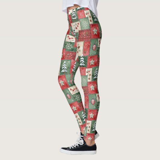 Leggings Country patchwork christmas pattern (Gauche)