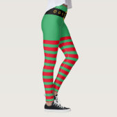 Leggings Coupable costume d'elfe de Noël à rayures rouges e (Droite)