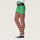 Leggings Coupable costume d'elfe de Noël à rayures rouges e (Gauche)