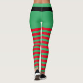 Leggings Coupable costume d'elfe de Noël à rayures rouges e (Dos)