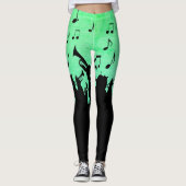 Leggings Coupe de corne Musique Design Poudre vert (Devant)