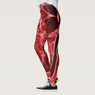 Leggings Coupes de ruban acrylique rouge traversées et supe