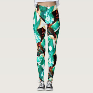 Leggings couple abstrait de grenouilles vertes