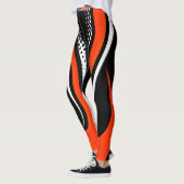 Leggings Courbe Abstraite rouge blanche et noire (Gauche)