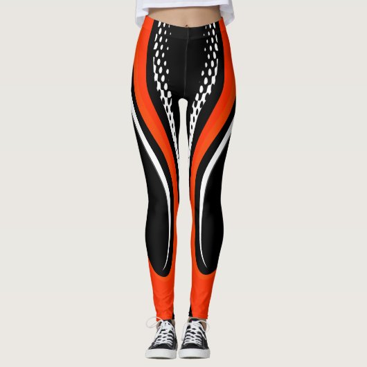 Leggings Courbe Abstraite rouge blanche et noire (Devant)
