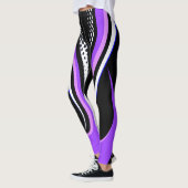Leggings Courbe Abstraite violette blanche et noire (Gauche)