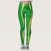 Leggings Courbe jaune vert Lignes Jambes d'art Abstrait (Devant)