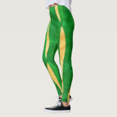 Leggings Courbe jaune vert Lignes Jambes d'art Abstrait (Gauche)