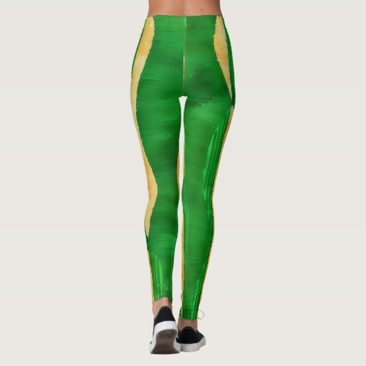 Leggings Courbe jaune vert Lignes Jambes d'art Abstrait (Dos)