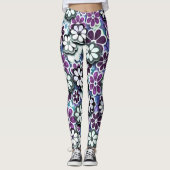 Leggings Courbe violette Hippie Fleur Motif de puissance |  (Devant)