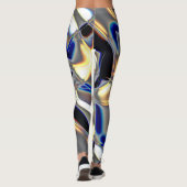 Leggings Courbes cristallines en bleu jaune sur texture gri (Dos)