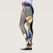 Leggings Courbes cristallines en bleu jaune sur texture gri (Gauche)