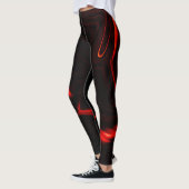 Leggings Courbes ou ondulations rouges dans les plus sombre (Gauche)