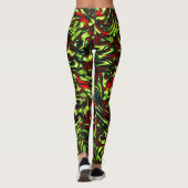 Leggings Courbes rouge vif et jaune vert rustique (Dos)