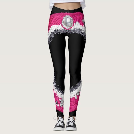 Leggings Couronne de Noël rose glamour (Devant)
