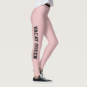 Leggings Cours de vacances personnalisés Rose Pâle Noir Élé
