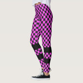 Leggings Course de voiture / Motif d'échecs + votre backgr. (Gauche)