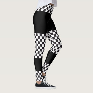 Leggings Courses d'automobiles/motif d'échecs + votre