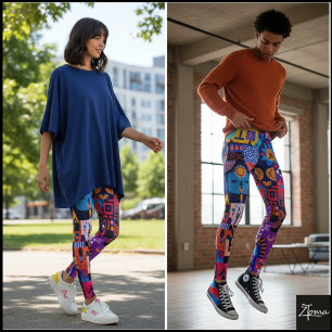 Leggings Courtepoint d'art populaire néon hyper saturé